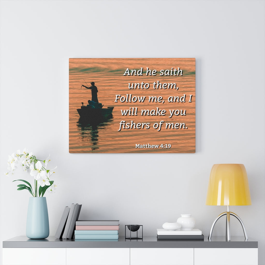 Scripture Walls Fishers Of Men Matthew 4:19 Bible Verse Canvas Christian Wall Art Ready to Hang Unframed-Express Your Love Gifts
