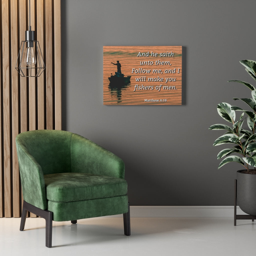 Scripture Walls Fishers Of Men Matthew 4:19 Bible Verse Canvas Christian Wall Art Ready to Hang Unframed-Express Your Love Gifts