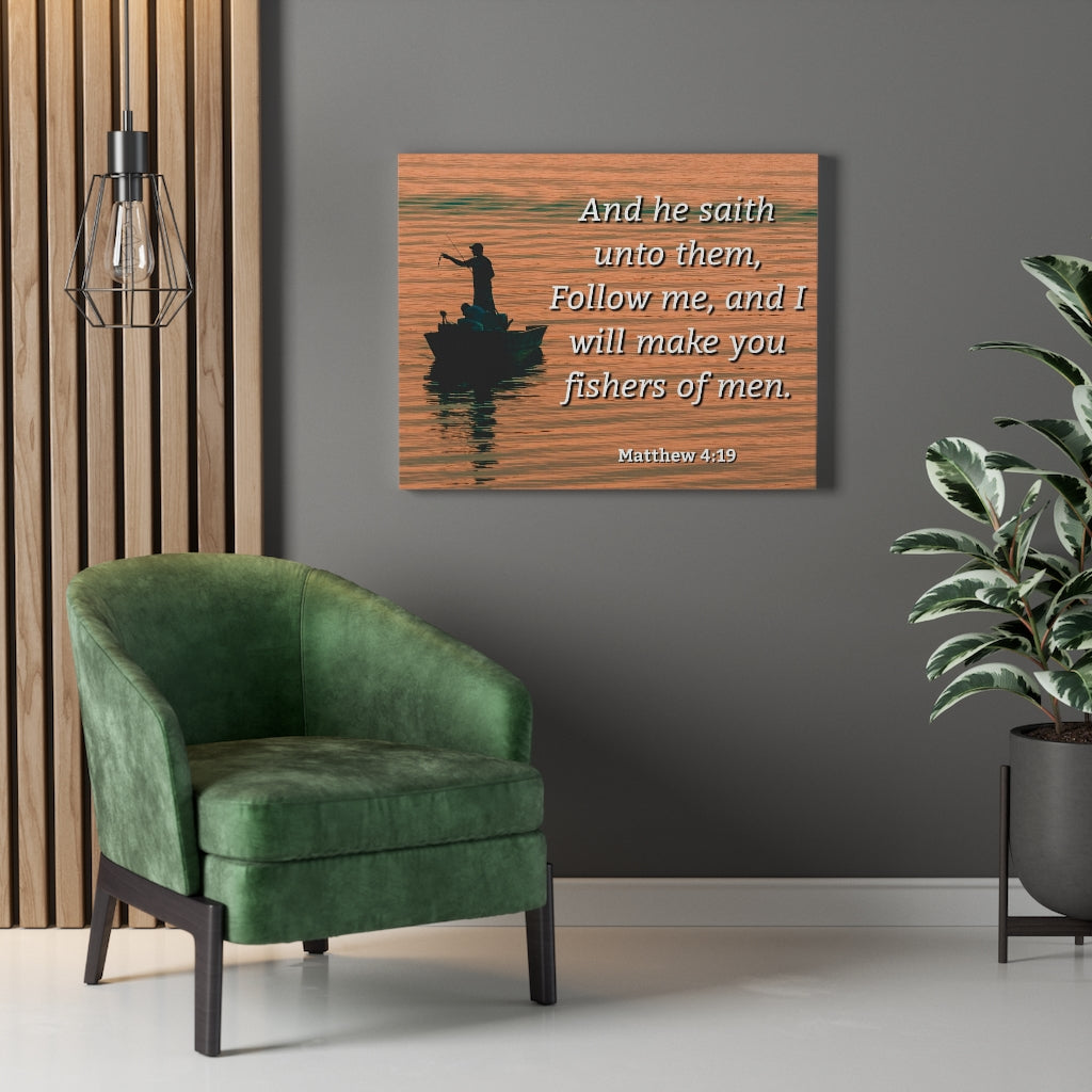Scripture Walls Fishers Of Men Matthew 4:19 Bible Verse Canvas Christian Wall Art Ready to Hang Unframed-Express Your Love Gifts