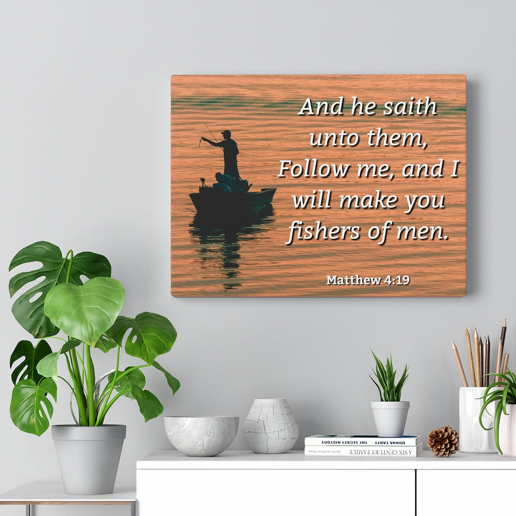 Scripture Walls Fishers Of Men Matthew 4:19 Bible Verse Canvas Christian Wall Art Ready to Hang Unframed-Express Your Love Gifts