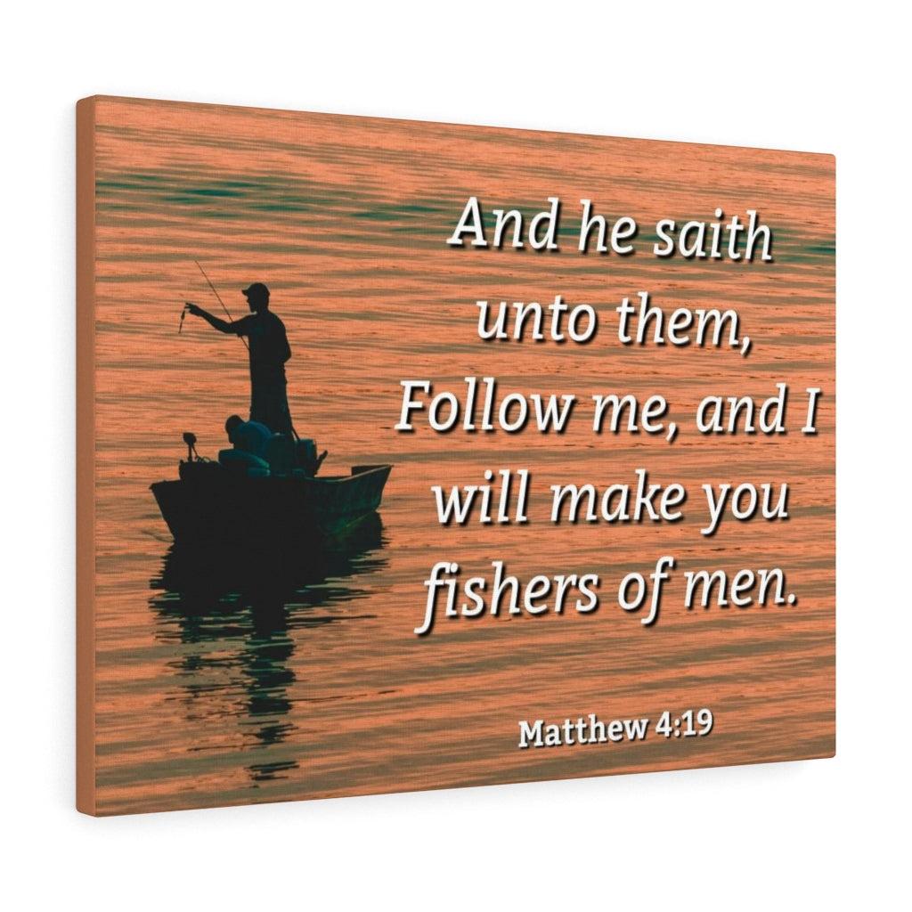 Scripture Walls Fishers Of Men Matthew 4:19 Bible Verse Canvas Christian Wall Art Ready to Hang Unframed-Express Your Love Gifts