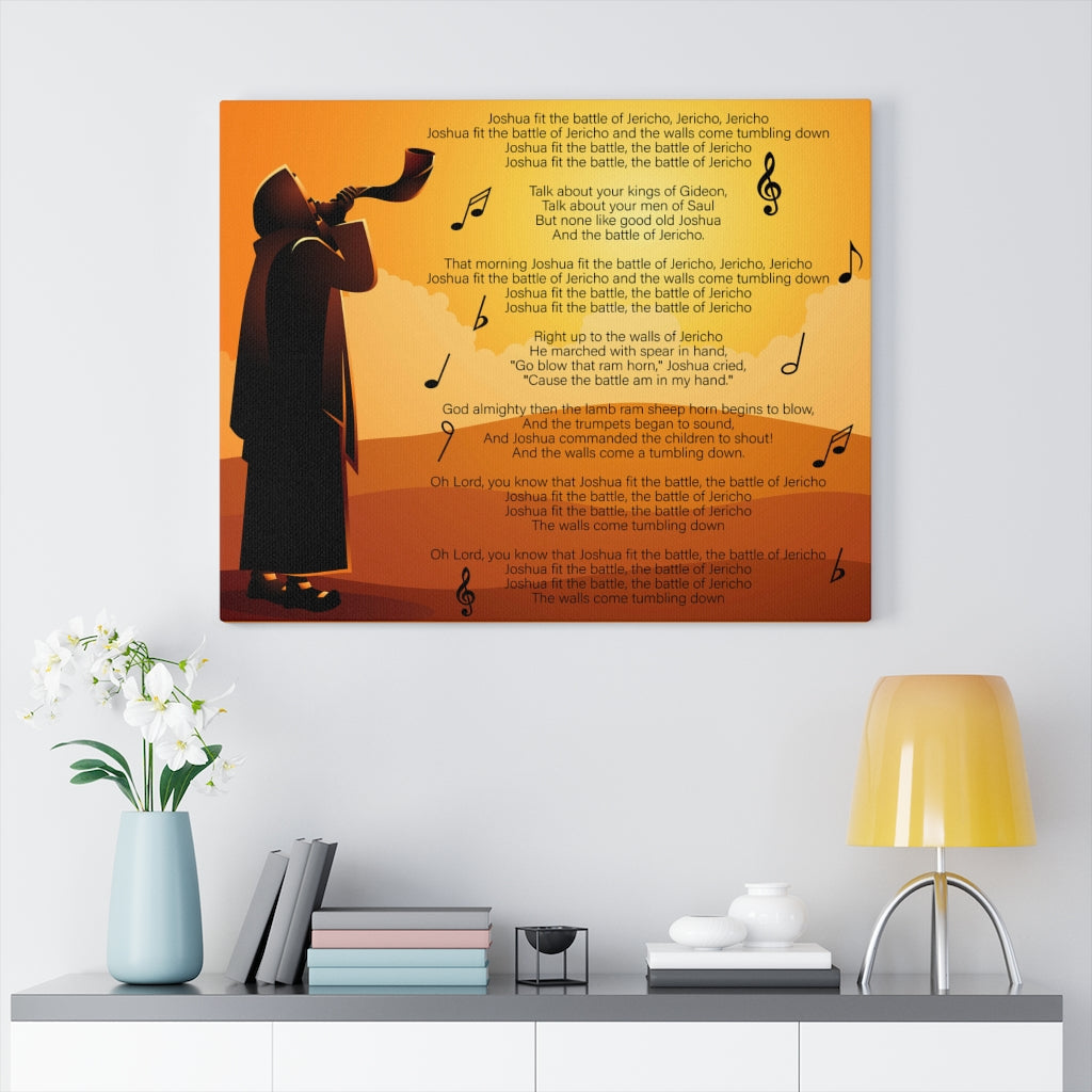 Scripture Walls Fit the Battle of Jericho Joshua 6:15-21 Bible Verse Canvas Christian Wall Art Ready to Hang Unframed-Express Your Love Gifts