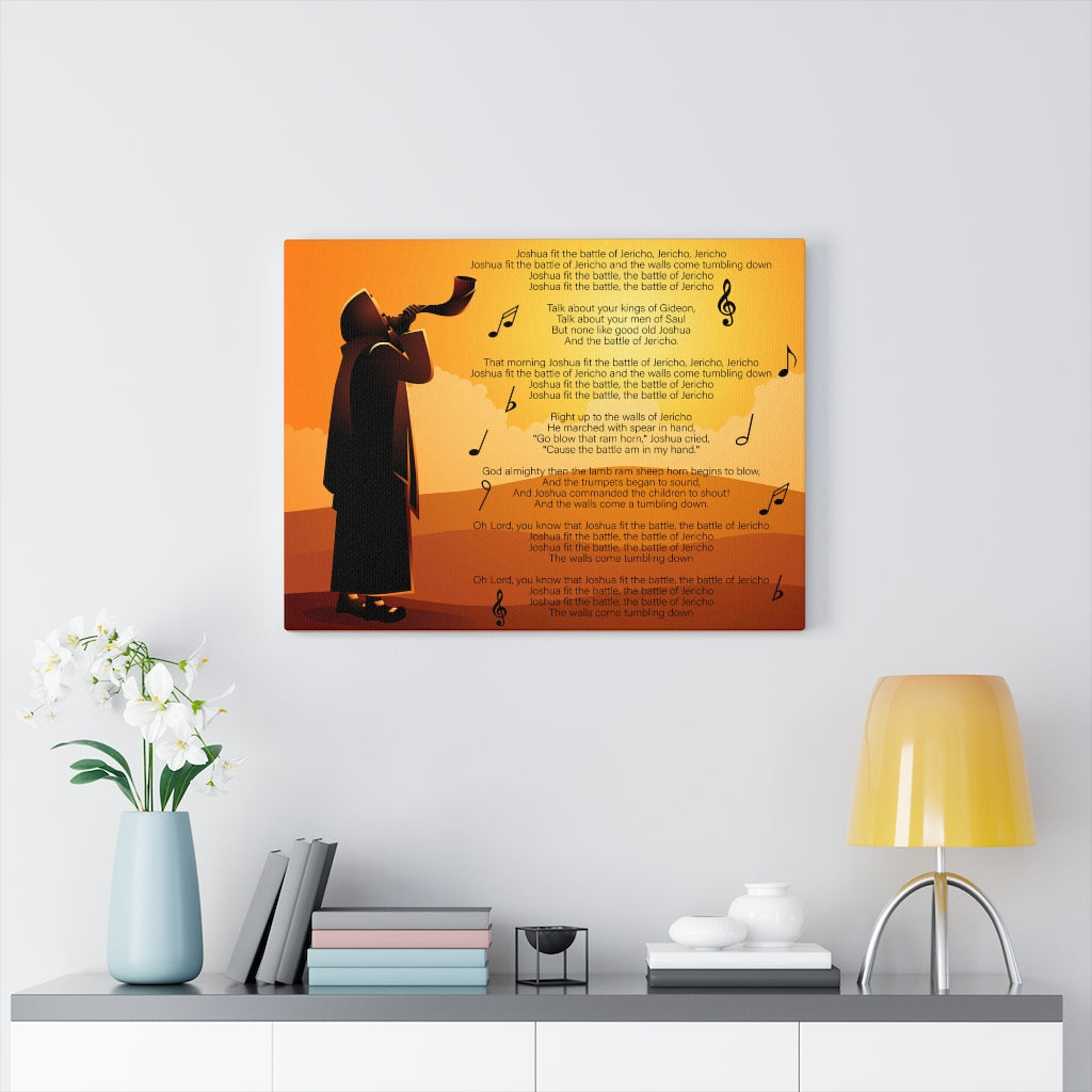 Scripture Walls Fit the Battle of Jericho Joshua 6:15-21 Bible Verse Canvas Christian Wall Art Ready to Hang Unframed-Express Your Love Gifts