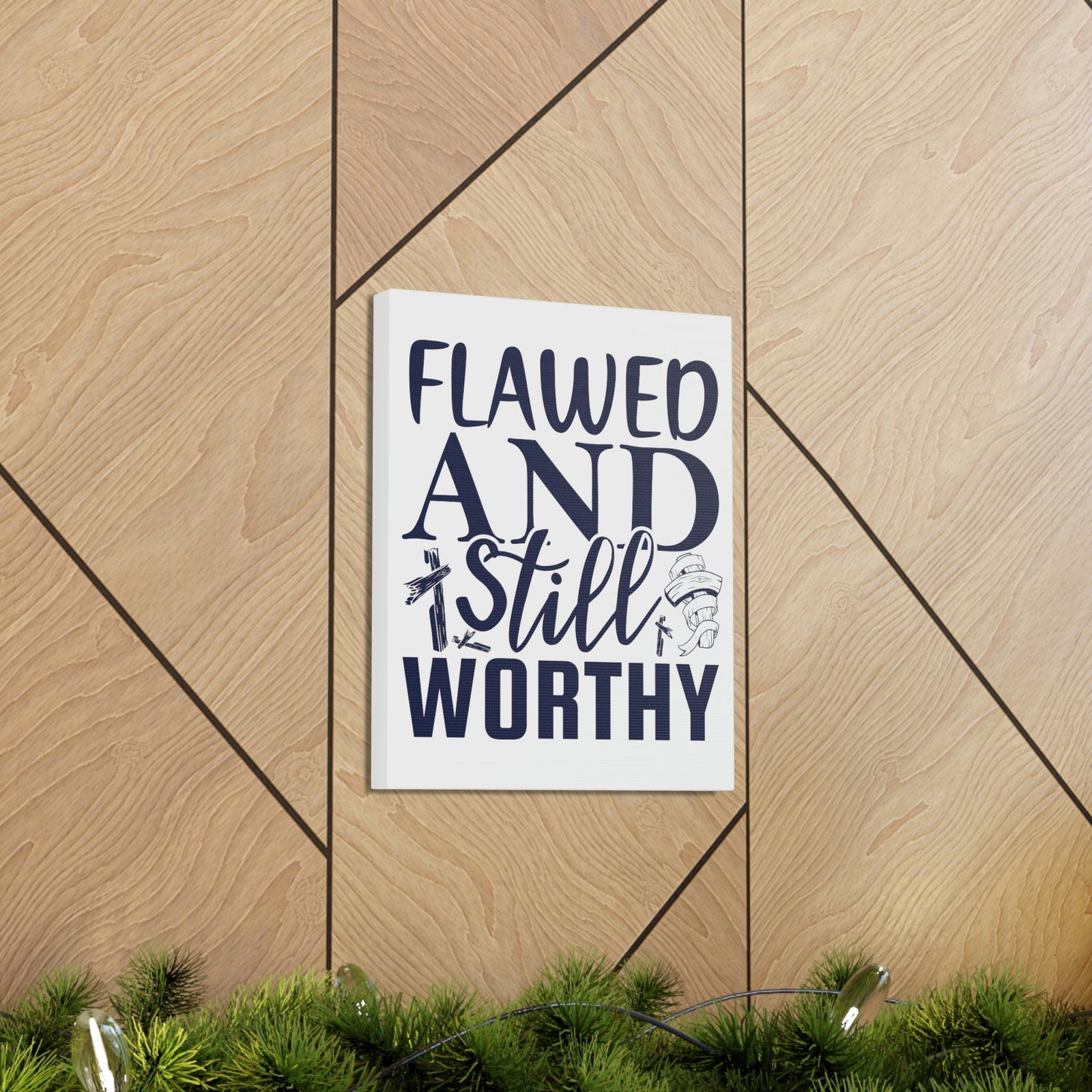 Scripture Walls Flawed And Still Worthy Romans 5:8 Christian Wall Art Print Ready to Hang Unframed-Express Your Love Gifts