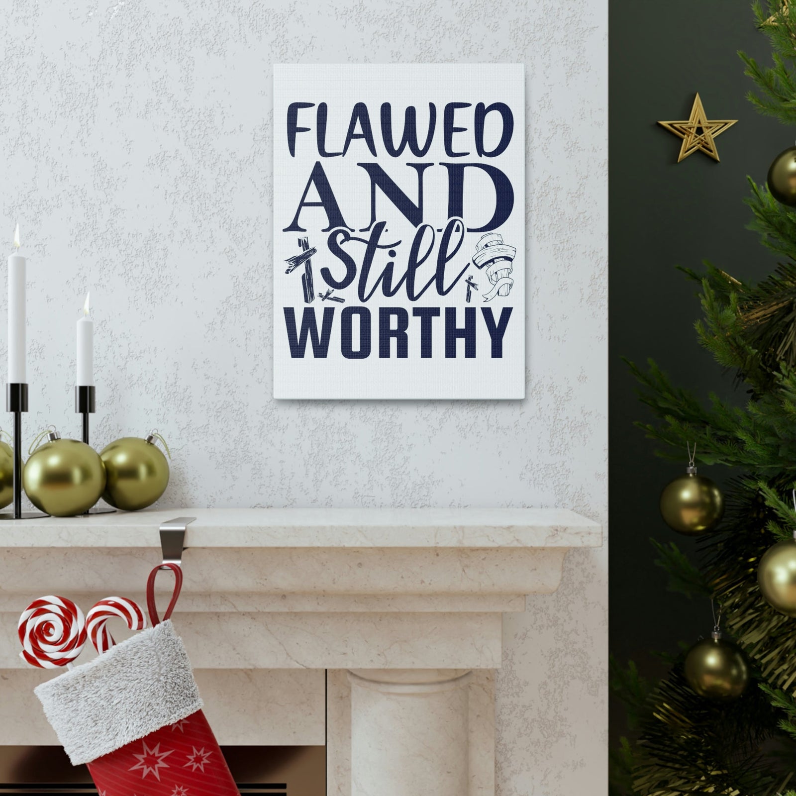 Scripture Walls Flawed And Still Worthy Romans 5:8 Christian Wall Art Print Ready to Hang Unframed-Express Your Love Gifts