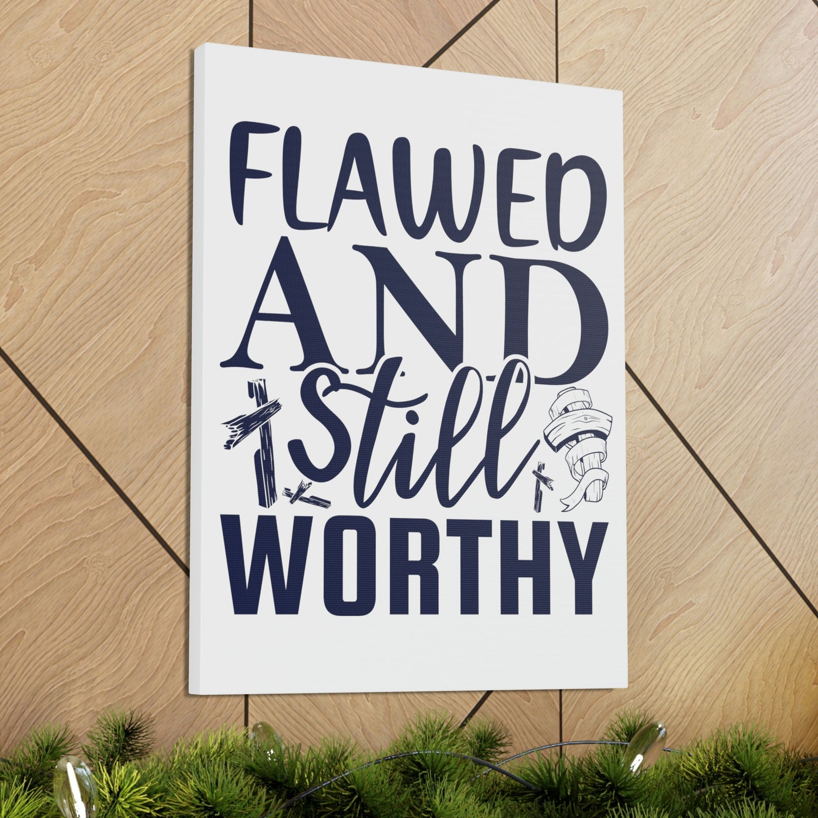 Scripture Walls Flawed And Still Worthy Romans 5:8 Christian Wall Art Print Ready to Hang Unframed-Express Your Love Gifts