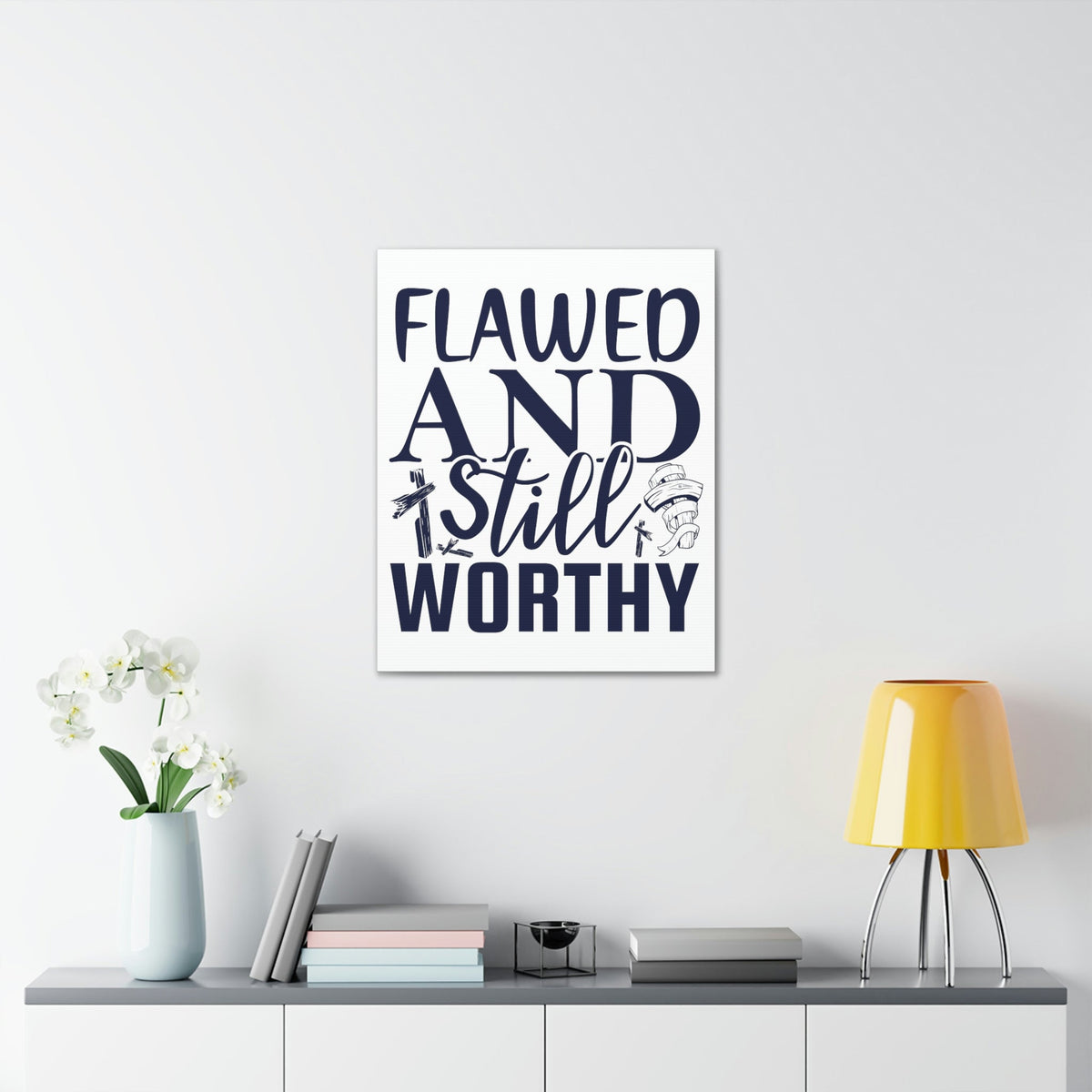 Scripture Walls Flawed And Still Worthy Romans 5:8 Christian Wall Art Print Ready to Hang Unframed-Express Your Love Gifts