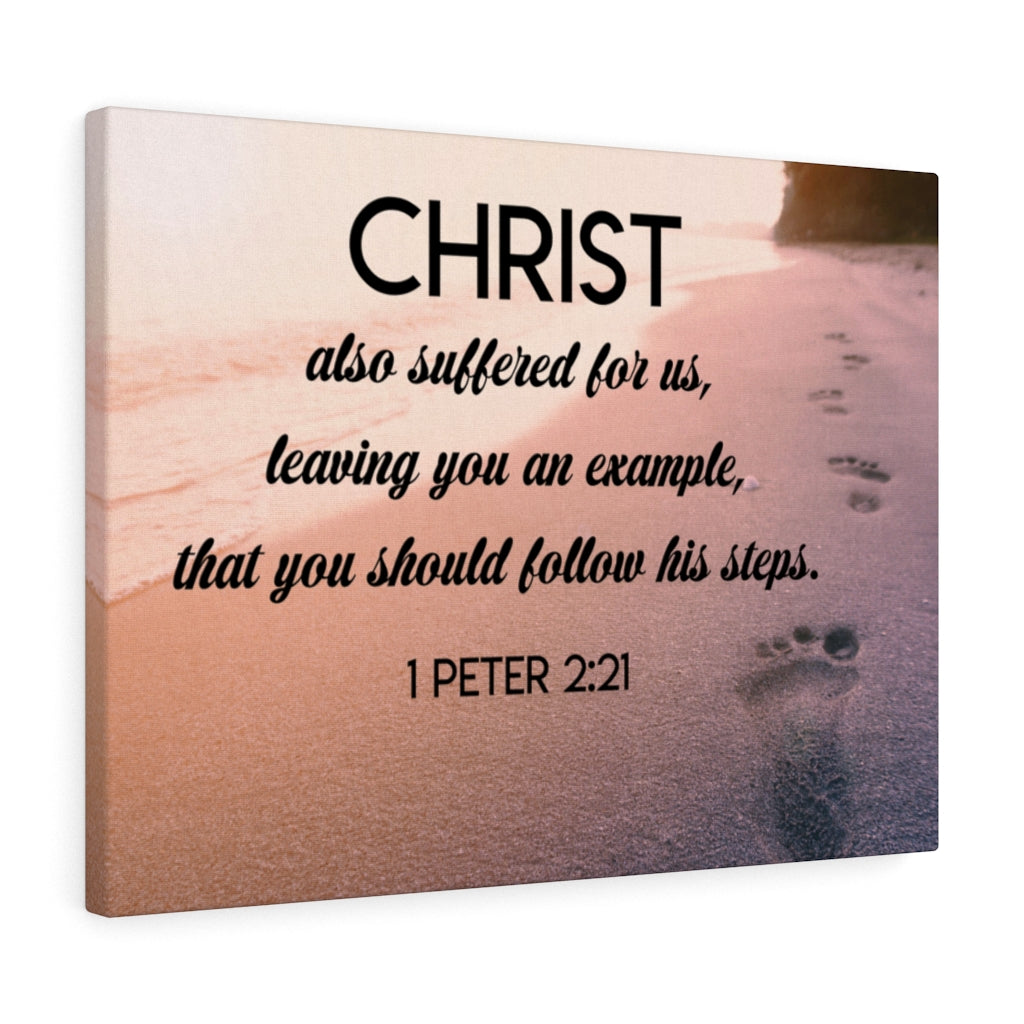 Scripture Walls Follow Christ Steps 1 Peter 2:21 Bible Verse Canvas Christian Wall Art Ready to Hang Unframed-Express Your Love Gifts