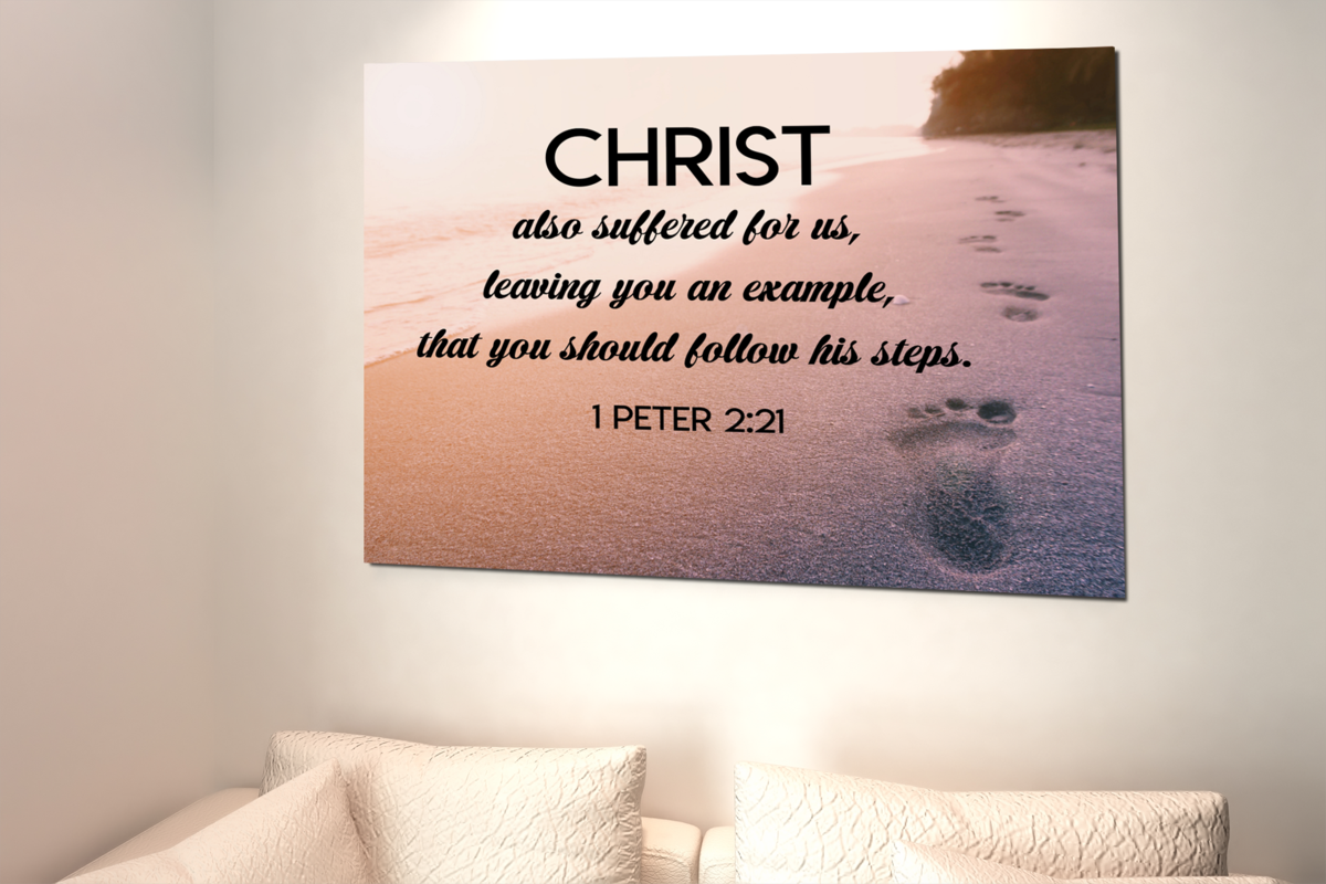 Scripture Walls Follow Christ Steps 1 Peter 2:21 Bible Verse Canvas Christian Wall Art Ready to Hang Unframed-Express Your Love Gifts