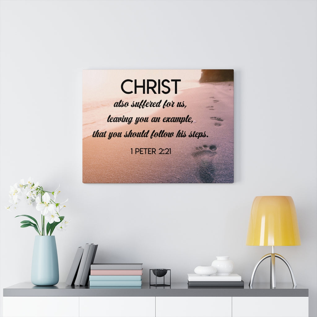 Scripture Walls Follow Christ Steps 1 Peter 2:21 Bible Verse Canvas Christian Wall Art Ready to Hang Unframed-Express Your Love Gifts