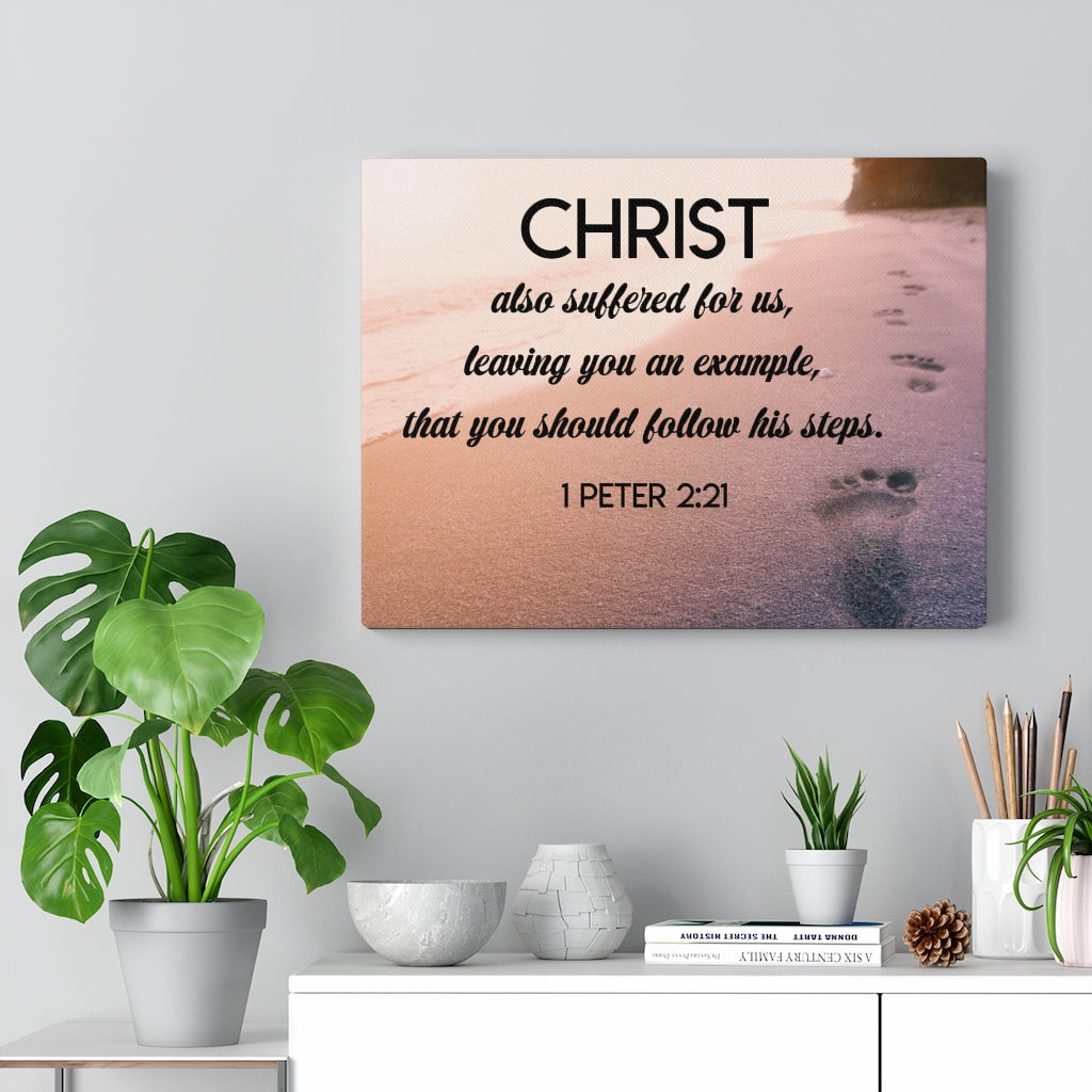 Scripture Walls Follow Christ Steps 1 Peter 2:21 Bible Verse Canvas Christian Wall Art Ready to Hang Unframed-Express Your Love Gifts