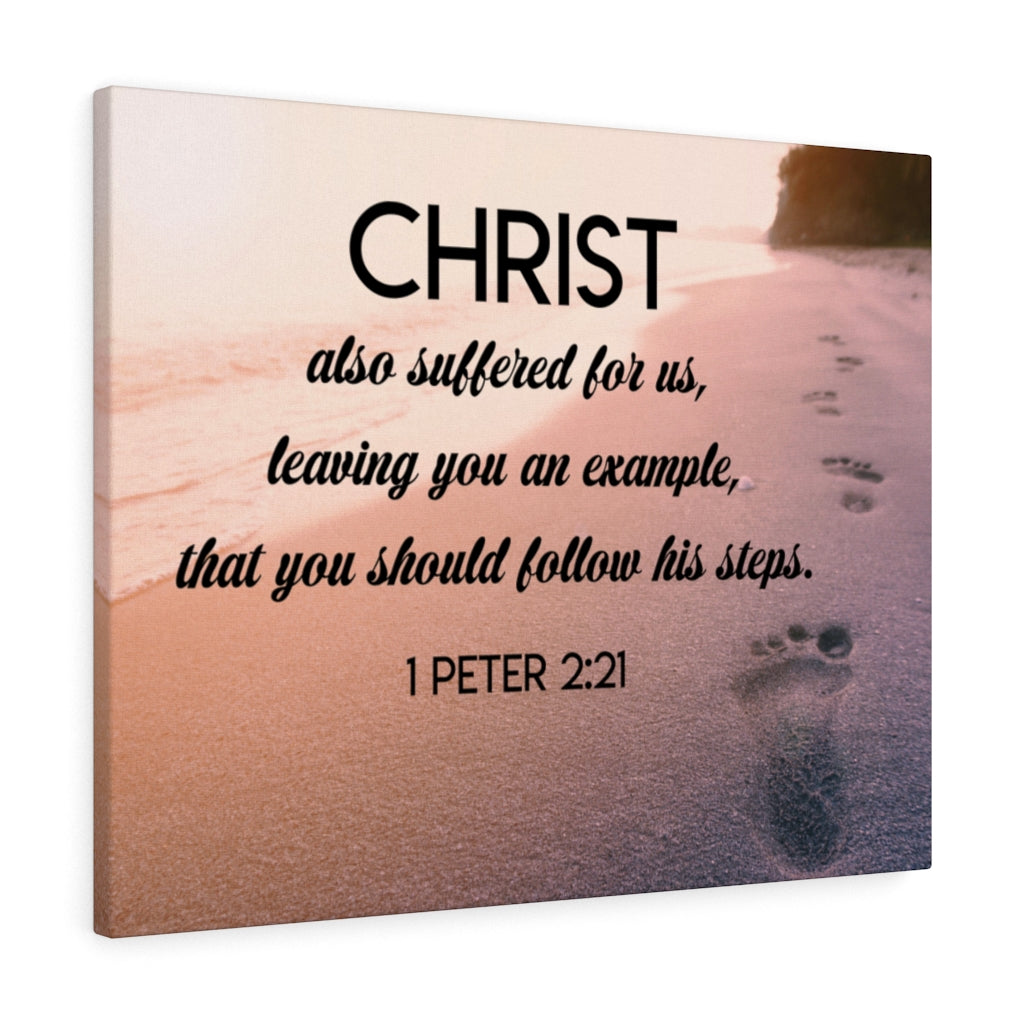Scripture Walls Follow Christ Steps 1 Peter 2:21 Bible Verse Canvas Christian Wall Art Ready to Hang Unframed-Express Your Love Gifts