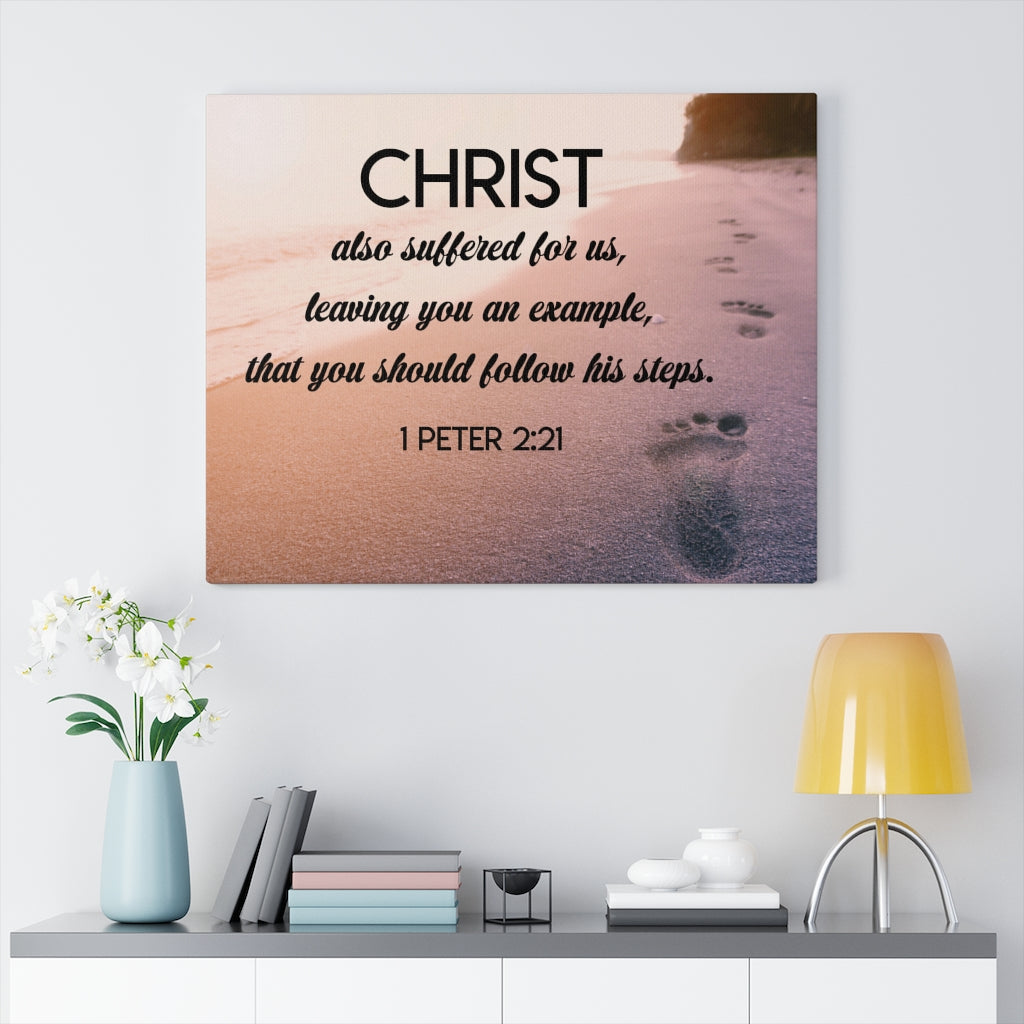 Scripture Walls Follow Christ Steps 1 Peter 2:21 Bible Verse Canvas Christian Wall Art Ready to Hang Unframed-Express Your Love Gifts