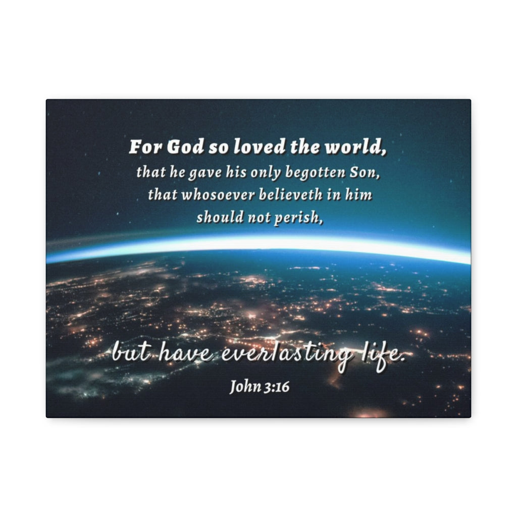 Scripture Walls For God So Loved The World John 3:16 Bible Verse Canvas Christian Wall Art Ready to Hang Unframed-Express Your Love Gifts