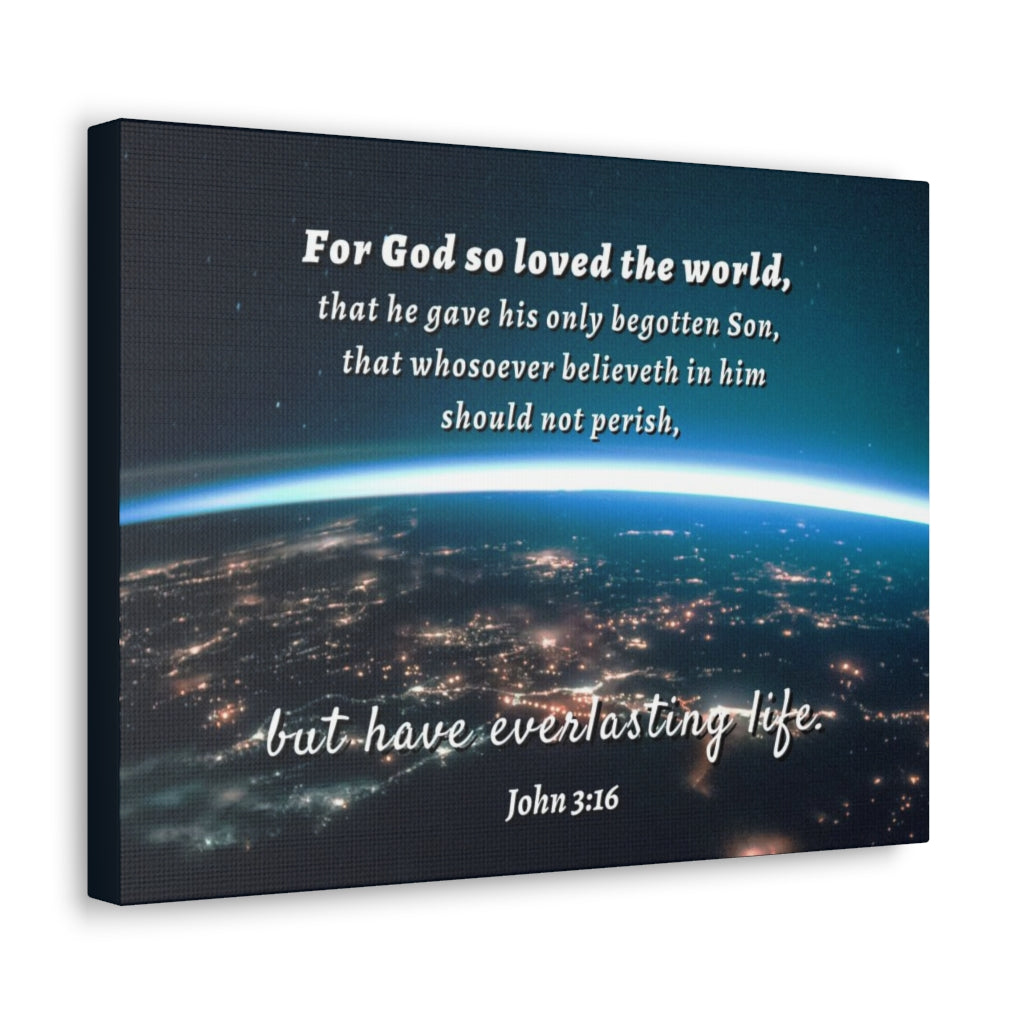 Scripture Walls For God So Loved The World John 3:16 Bible Verse Canvas Christian Wall Art Ready to Hang Unframed-Express Your Love Gifts
