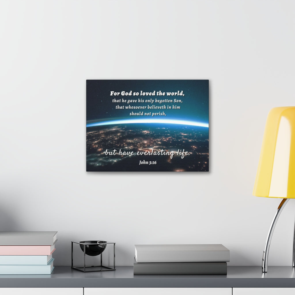 Scripture Walls For God So Loved The World John 3:16 Bible Verse Canvas Christian Wall Art Ready to Hang Unframed-Express Your Love Gifts