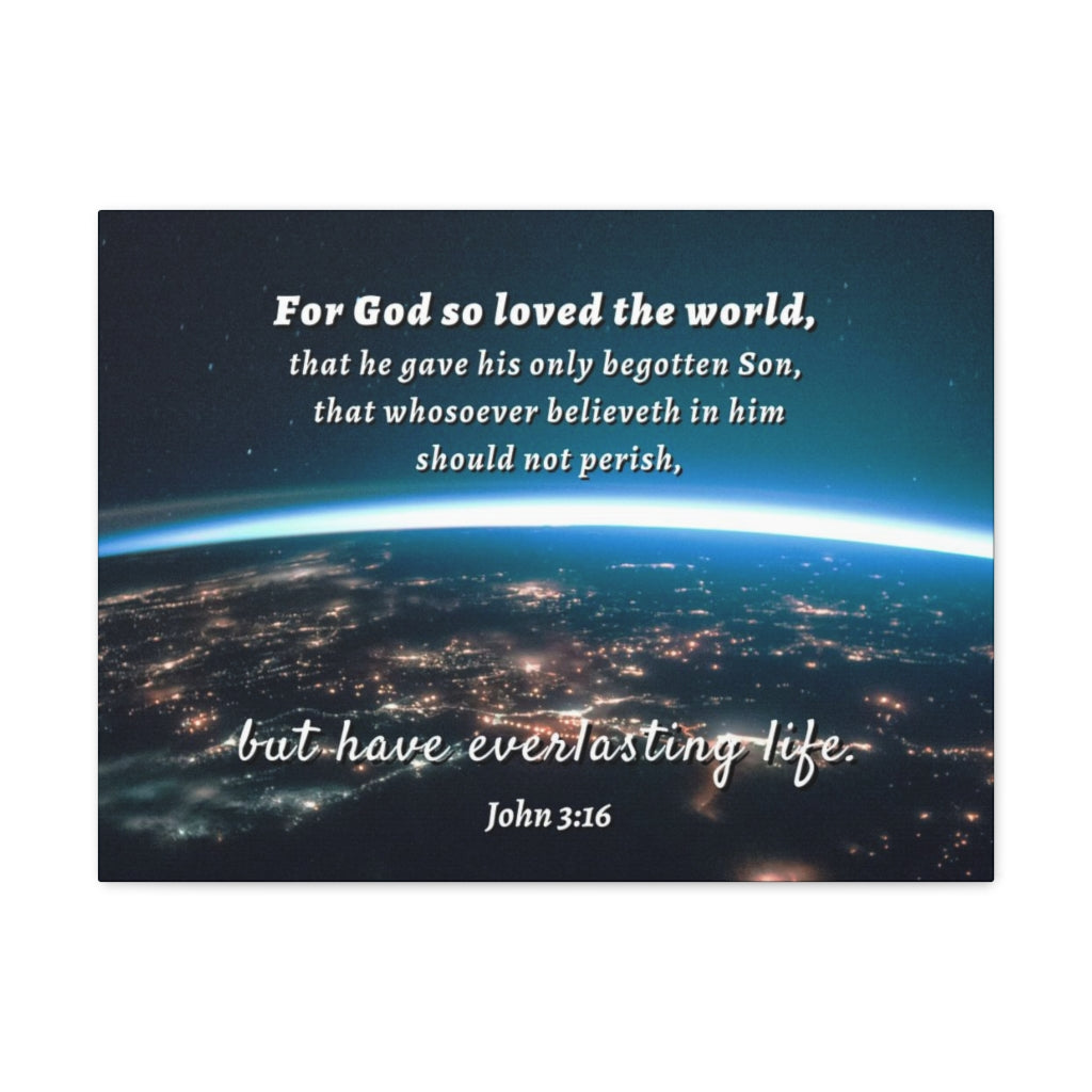 Scripture Walls For God So Loved The World John 3:16 Bible Verse Canvas Christian Wall Art Ready to Hang Unframed-Express Your Love Gifts