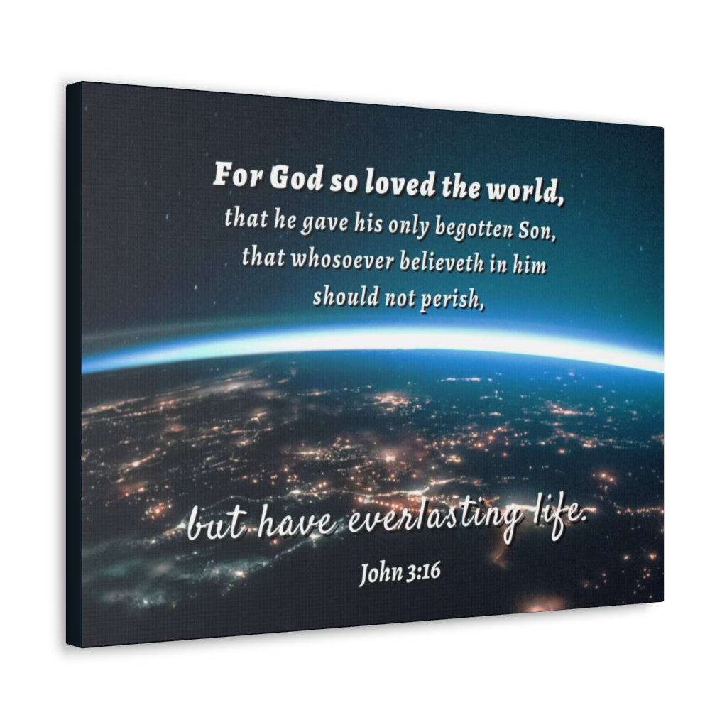 Scripture Walls For God So Loved The World John 3:16 Bible Verse Canvas Christian Wall Art Ready to Hang Unframed-Express Your Love Gifts