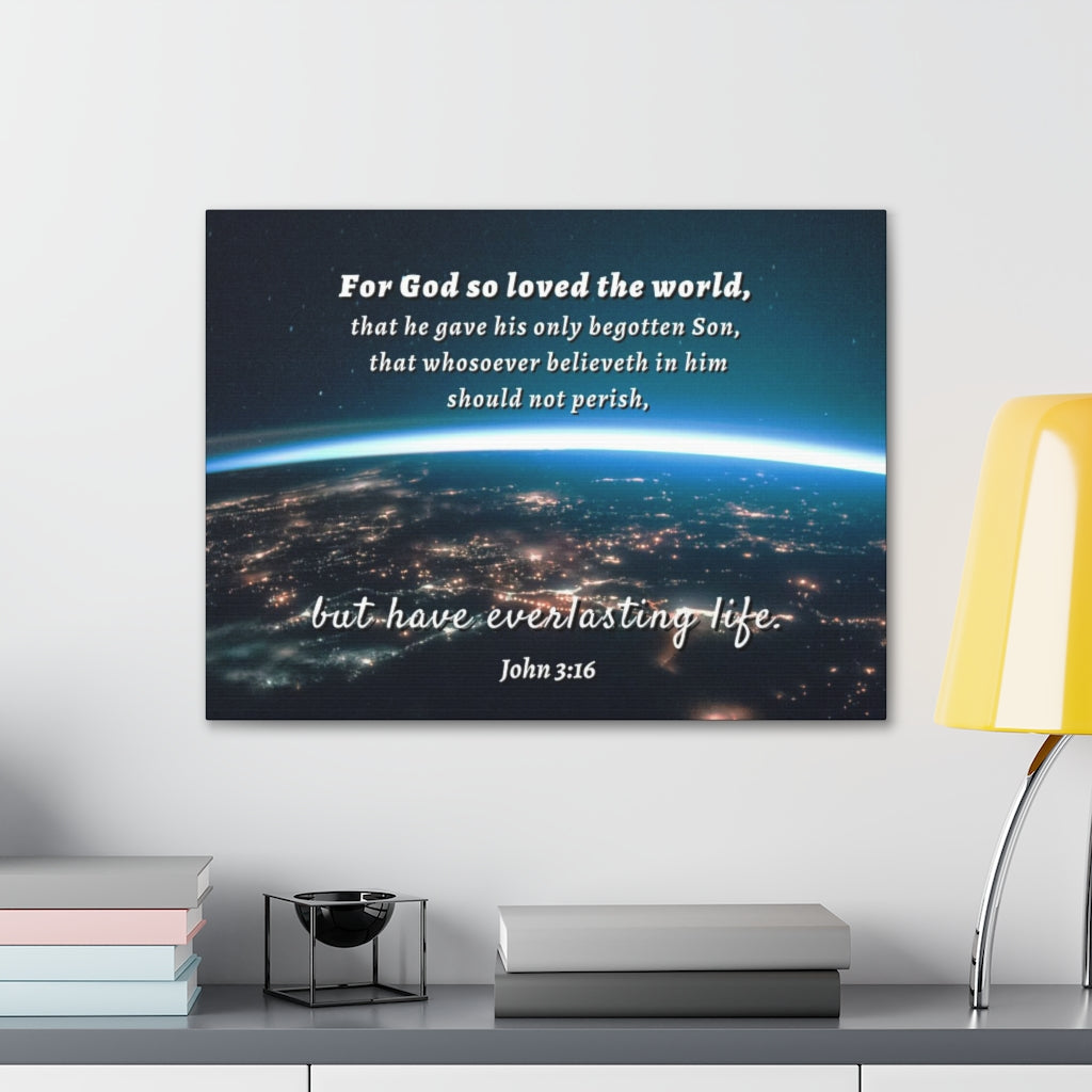 Scripture Walls For God So Loved The World John 3:16 Bible Verse Canvas Christian Wall Art Ready to Hang Unframed-Express Your Love Gifts