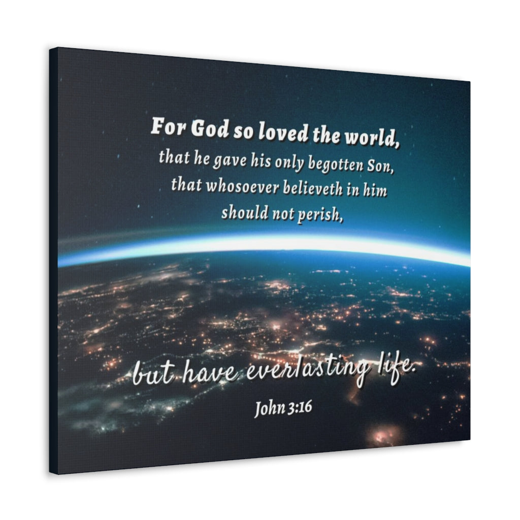 Scripture Walls For God So Loved The World John 3:16 Bible Verse Canvas Christian Wall Art Ready to Hang Unframed-Express Your Love Gifts