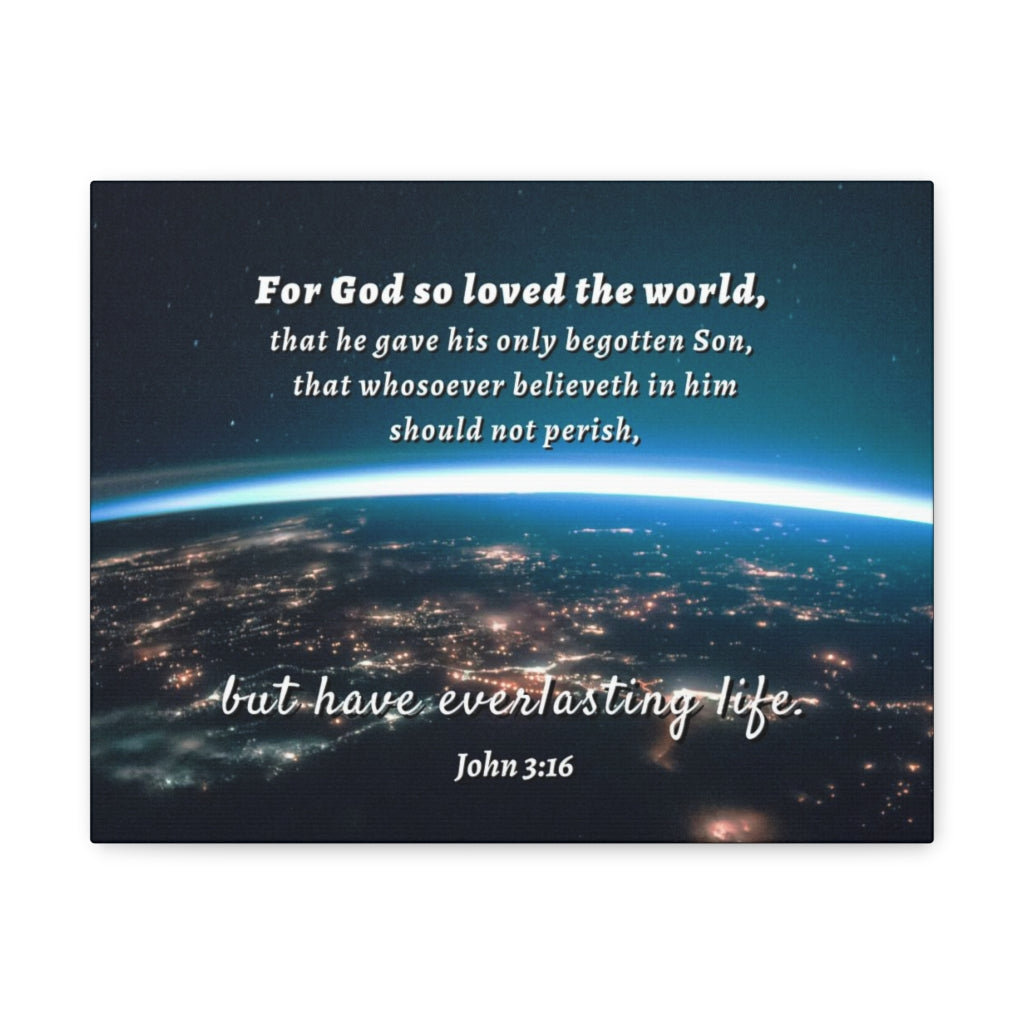 Scripture Walls For God So Loved The World John 3:16 Bible Verse Canvas Christian Wall Art Ready to Hang Unframed-Express Your Love Gifts