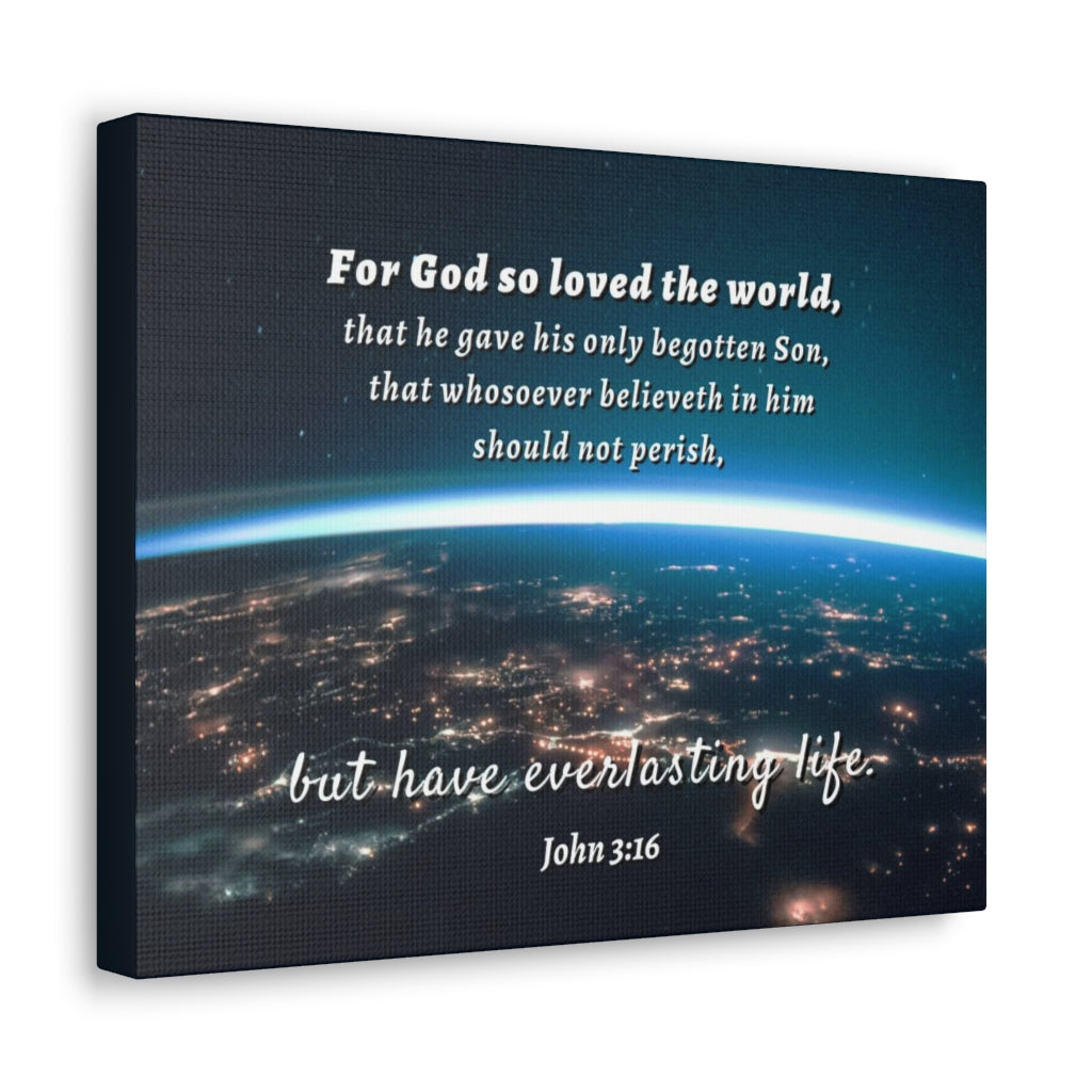 Scripture Walls For God So Loved The World John 3:16 Bible Verse Canvas Christian Wall Art Ready to Hang Unframed-Express Your Love Gifts