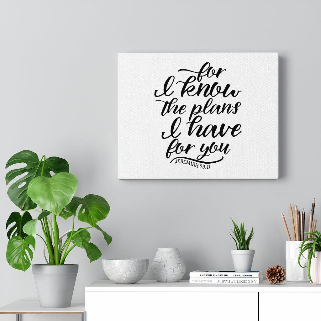 Scripture Walls For I Know The Plans Jeremiah 29:11 Bible Verse Canvas Christian Wall Art Ready to Hang Unframed-Express Your Love Gifts