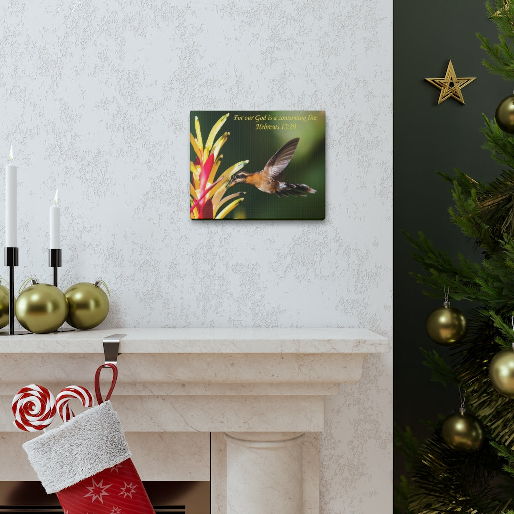 Scripture Walls For Our God Hebrews 12:29 Bible Verse Canvas Christian Wall Art Ready to Hang Unframed-Express Your Love Gifts