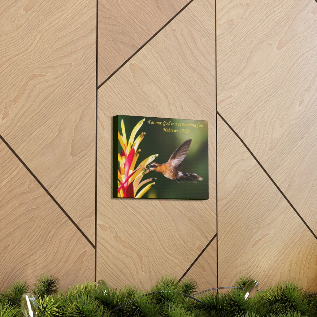 Scripture Walls For Our God Hebrews 12:29 Bible Verse Canvas Christian Wall Art Ready to Hang Unframed-Express Your Love Gifts