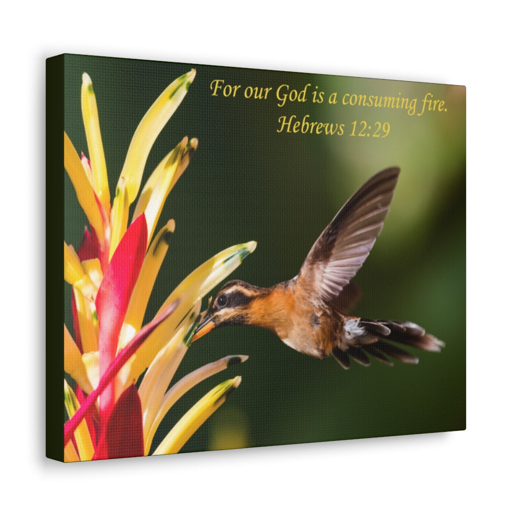 Scripture Walls For Our God Hebrews 12:29 Bible Verse Canvas Christian Wall Art Ready to Hang Unframed-Express Your Love Gifts