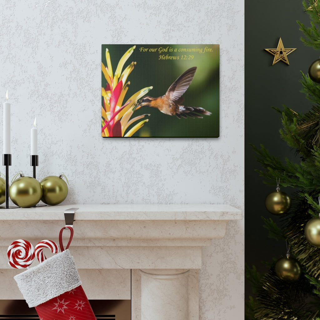 Scripture Walls For Our God Hebrews 12:29 Bible Verse Canvas Christian Wall Art Ready to Hang Unframed-Express Your Love Gifts