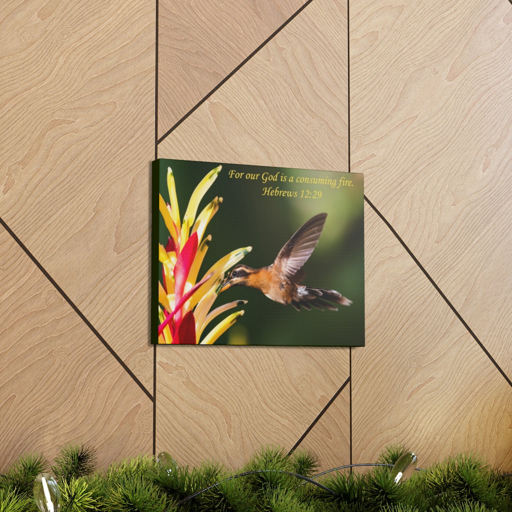 Scripture Walls For Our God Hebrews 12:29 Bible Verse Canvas Christian Wall Art Ready to Hang Unframed-Express Your Love Gifts