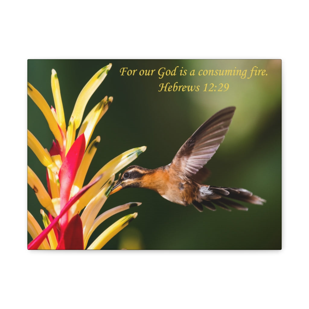 Scripture Walls For Our God Hebrews 12:29 Bible Verse Canvas Christian Wall Art Ready to Hang Unframed-Express Your Love Gifts