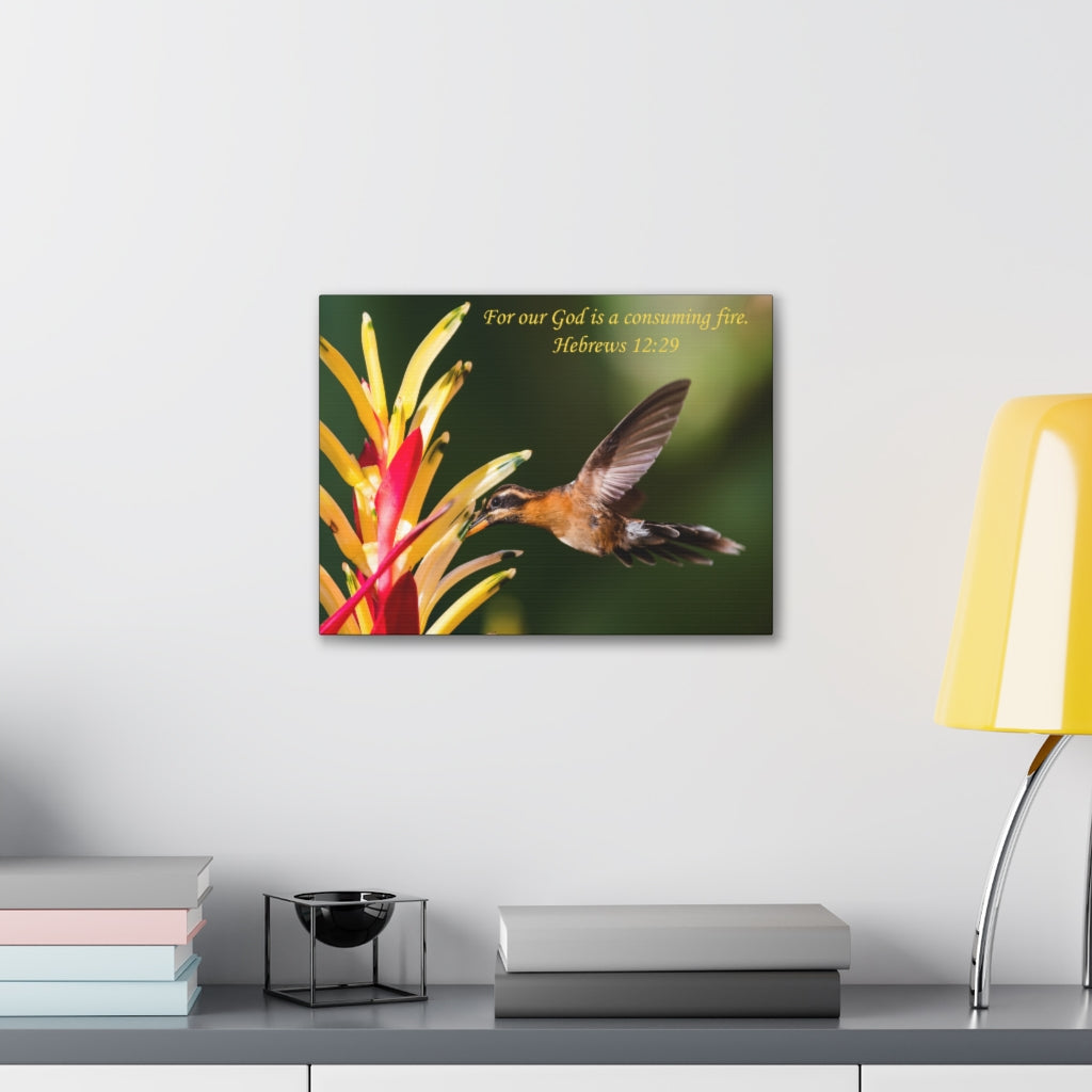 Scripture Walls For Our God Hebrews 12:29 Bible Verse Canvas Christian Wall Art Ready to Hang Unframed-Express Your Love Gifts