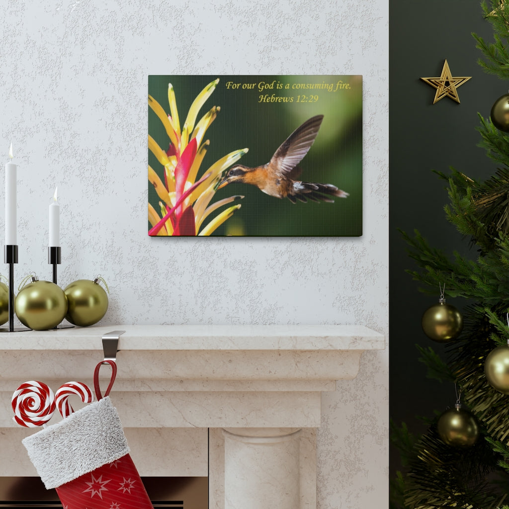 Scripture Walls For Our God Hebrews 12:29 Bible Verse Canvas Christian Wall Art Ready to Hang Unframed-Express Your Love Gifts