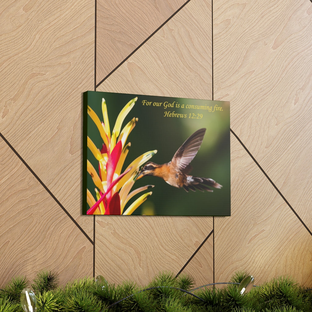 Scripture Walls For Our God Hebrews 12:29 Bible Verse Canvas Christian Wall Art Ready to Hang Unframed-Express Your Love Gifts