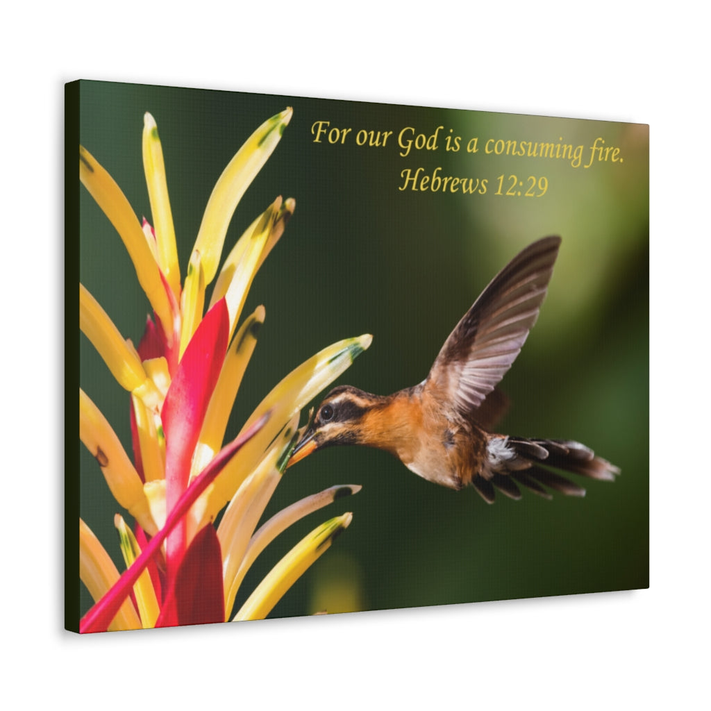 Scripture Walls For Our God Hebrews 12:29 Bible Verse Canvas Christian Wall Art Ready to Hang Unframed-Express Your Love Gifts