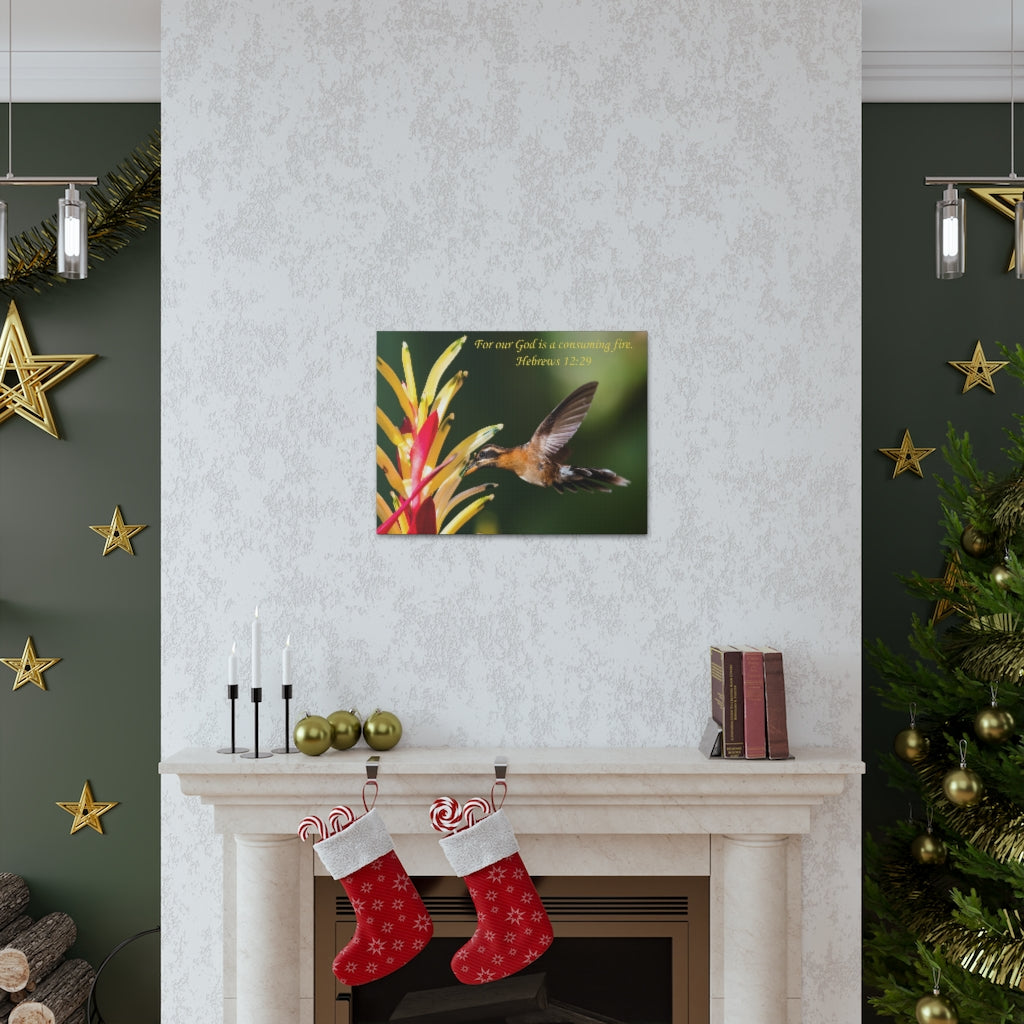 Scripture Walls For Our God Hebrews 12:29 Bible Verse Canvas Christian Wall Art Ready to Hang Unframed-Express Your Love Gifts