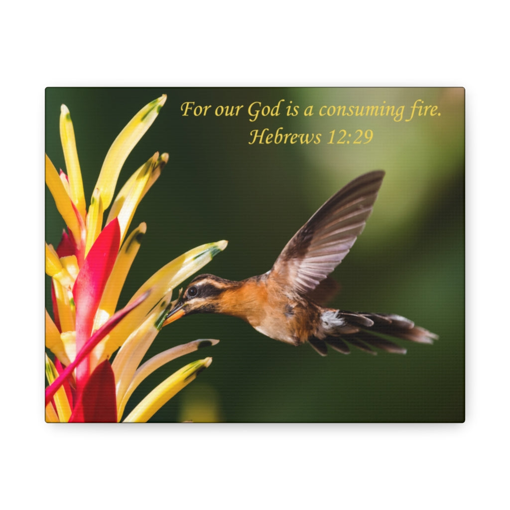 Scripture Walls For Our God Hebrews 12:29 Bible Verse Canvas Christian Wall Art Ready to Hang Unframed-Express Your Love Gifts