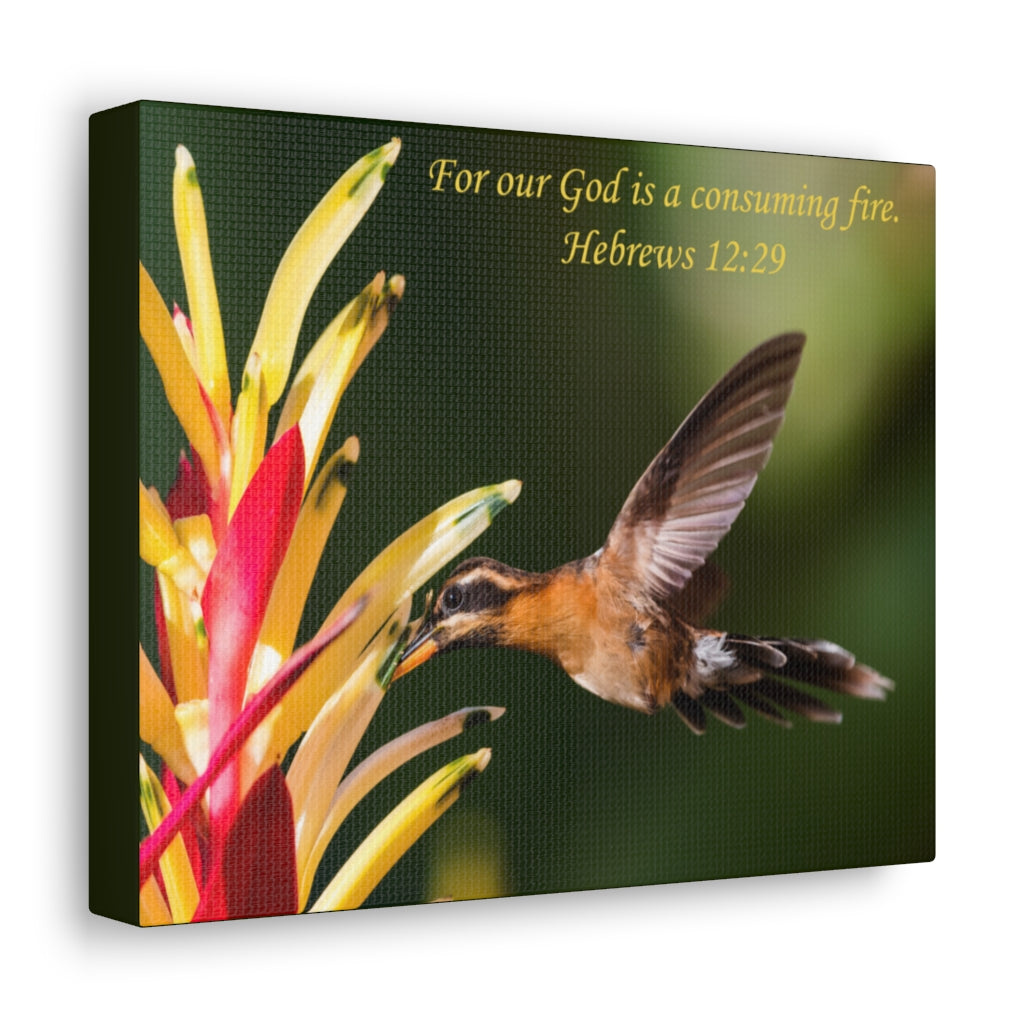 Scripture Walls For Our God Hebrews 12:29 Bible Verse Canvas Christian Wall Art Ready to Hang Unframed-Express Your Love Gifts