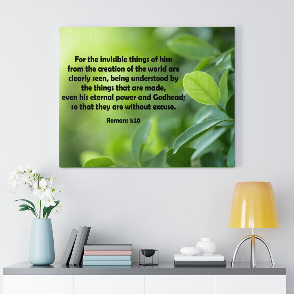 Scripture Walls For The Invisible Things Romans 1:20 Green Bible Verse Canvas Christian Wall Art Ready to Hang Unframed-Express Your Love Gifts