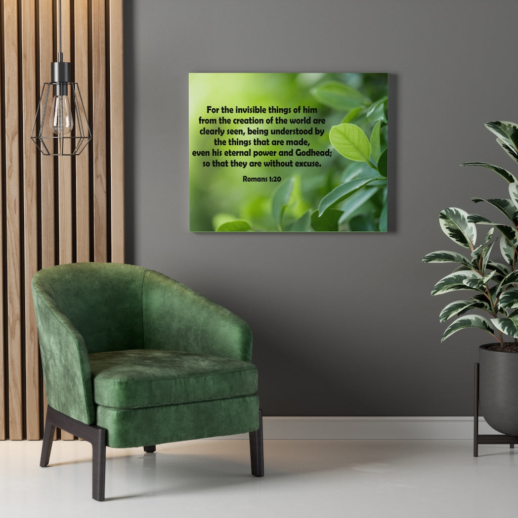 Scripture Walls For The Invisible Things Romans 1:20 Green Bible Verse Canvas Christian Wall Art Ready to Hang Unframed-Express Your Love Gifts