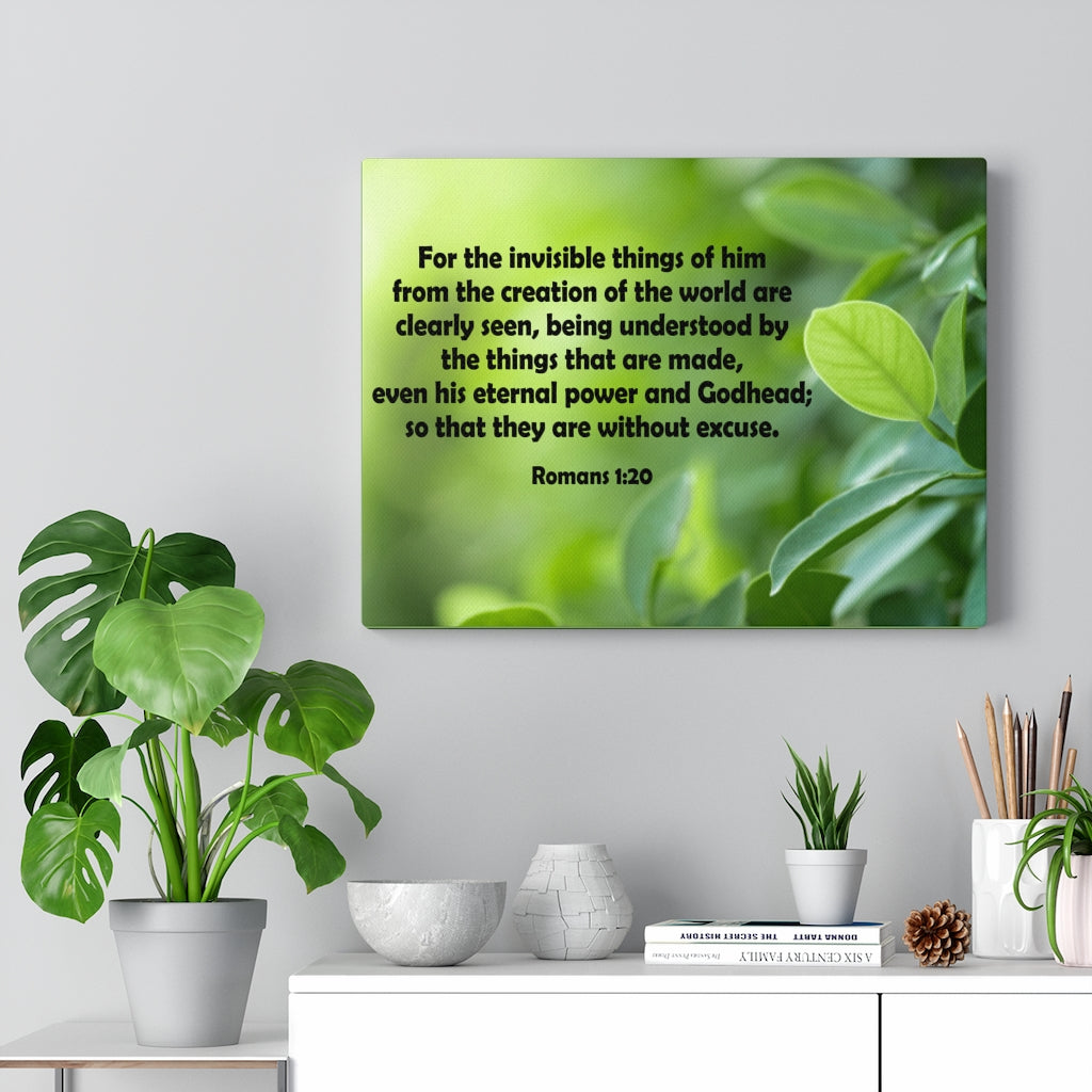 Scripture Walls For The Invisible Things Romans 1:20 Green Bible Verse Canvas Christian Wall Art Ready to Hang Unframed-Express Your Love Gifts