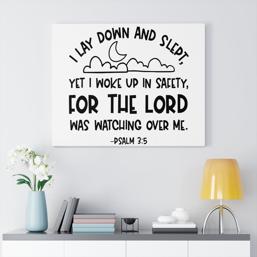 Scripture Walls For The Lord Psalm 3:5 Bible Verse Canvas Christian Wall Art Ready to Hang Unframed-Express Your Love Gifts