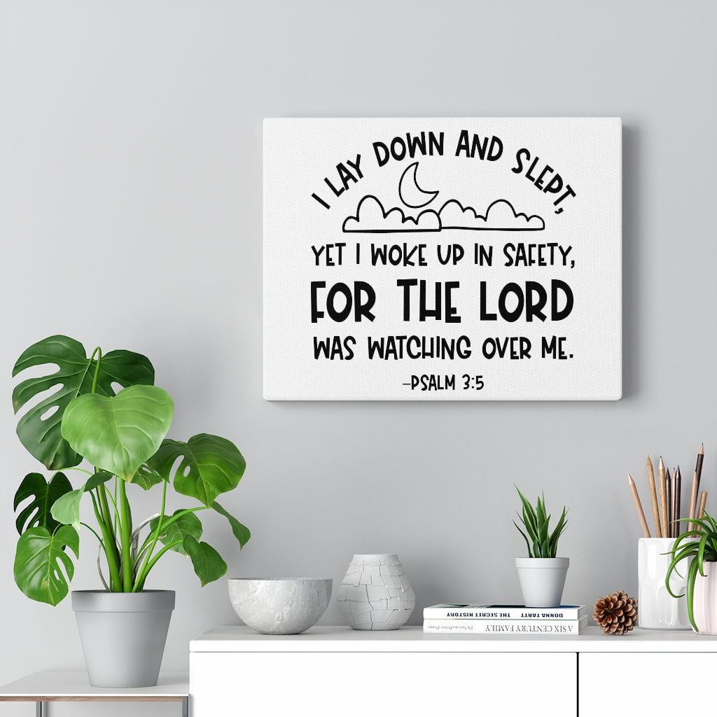 Scripture Walls For The Lord Psalm 3:5 Bible Verse Canvas Christian Wall Art Ready to Hang Unframed-Express Your Love Gifts