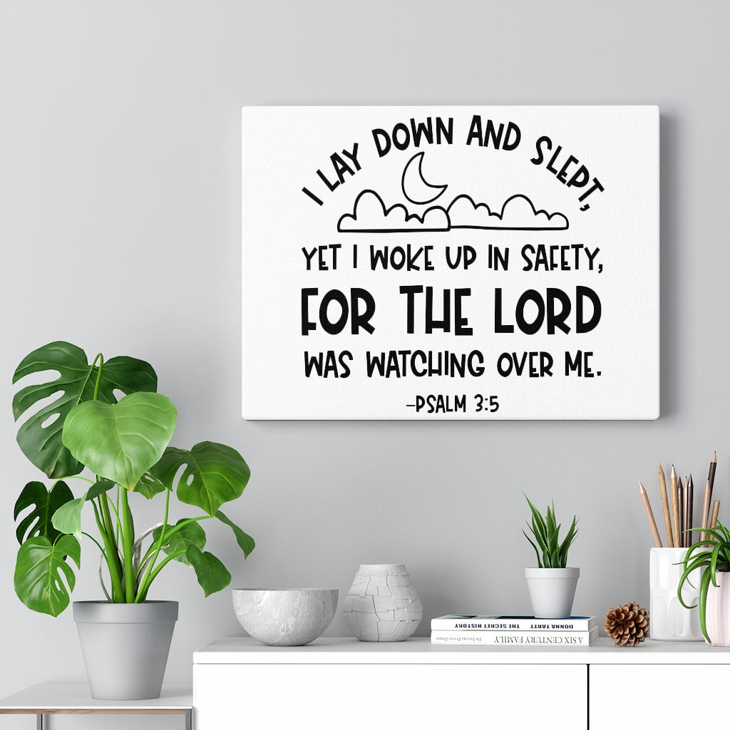 Scripture Walls For The Lord Psalm 3:5 Bible Verse Canvas Christian Wall Art Ready to Hang Unframed-Express Your Love Gifts