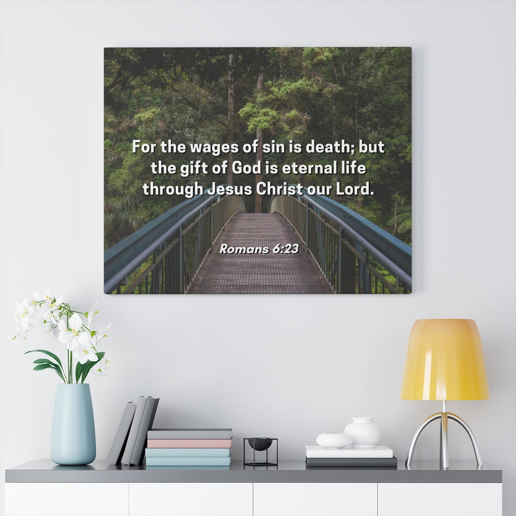 Scripture Walls For The Wages Of Sin Is Death Romans 6:23 Bible Verse Canvas Christian Wall Art Ready to Hang Unframed-Express Your Love Gifts