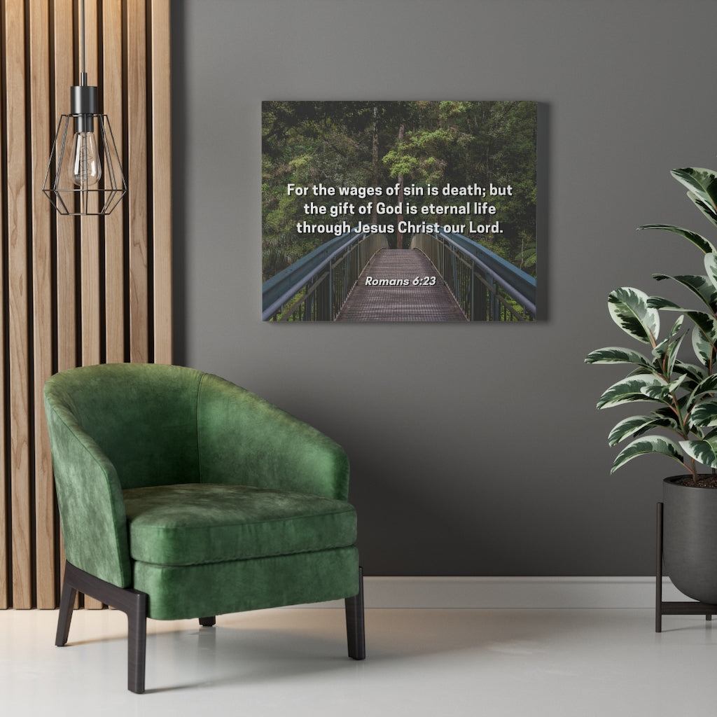 Scripture Walls For The Wages Of Sin Is Death Romans 6:23 Bible Verse Canvas Christian Wall Art Ready to Hang Unframed-Express Your Love Gifts