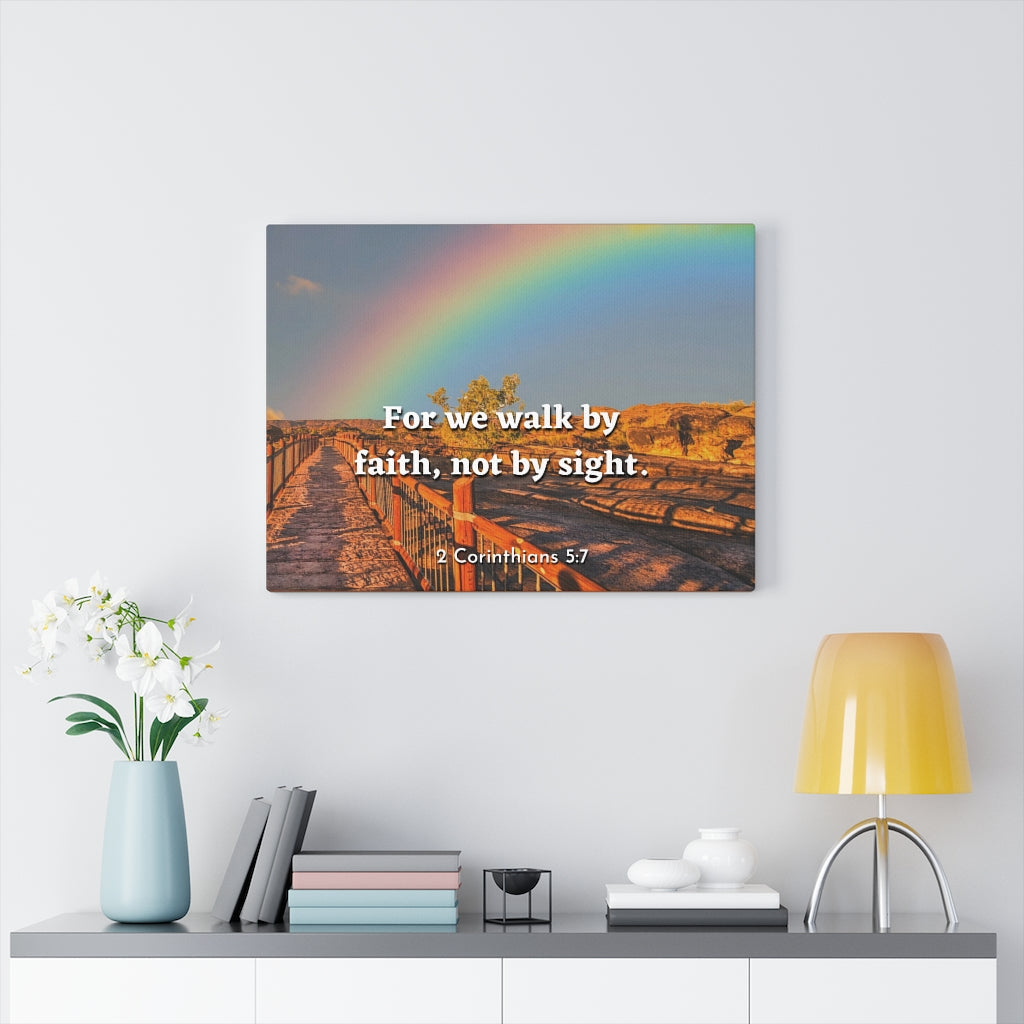 Scripture Walls For We Walk By Faith 2 Corinthians 5:7 Bible Verse Canvas Christian Wall Art Ready to Hang Unframed-Express Your Love Gifts