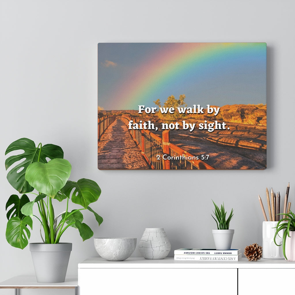 Scripture Walls For We Walk By Faith 2 Corinthians 5:7 Bible Verse Canvas Christian Wall Art Ready to Hang Unframed-Express Your Love Gifts